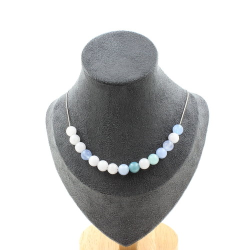 Aquamarine 15 beads 8 mm necklace
