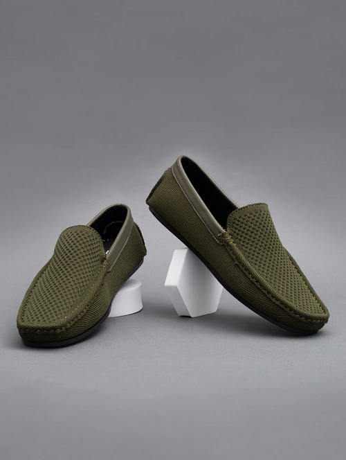 green mesh & synthetic slip on loafers (Size-8) (Color-GREEN)