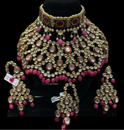 Alloy Gold-plated Pink Jewel Set