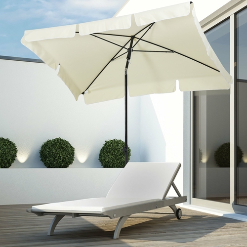 Outsunny 7x4ft Rectangular Aluminum Tilt Patio Umbrella Garden Parasol