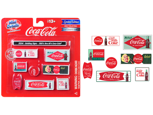 1950\'s Thru 60\'s \Coca-Cola\" Building Signs for 1/87 (HO) Scale