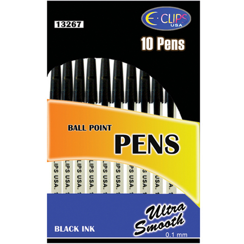 E-Clips Stick Pens - 10 Count, Black