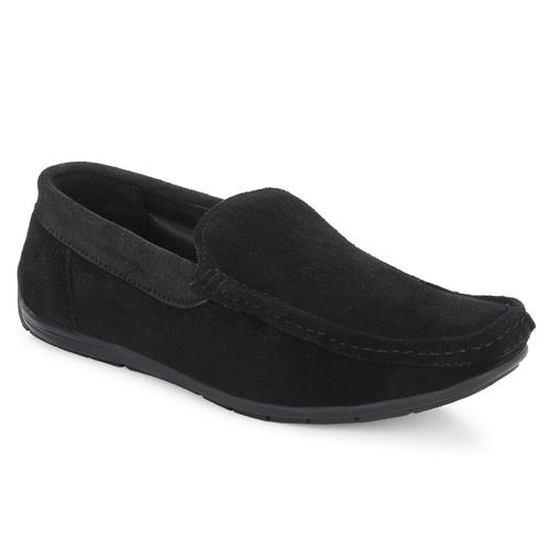 Men's Suede Casual Slip On Loafers (Size-8) (Color-BLACK)