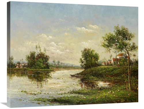 Global Gallery GCS-132480-2835-142 28 x 35 in. Riviere Et VIllage Art 