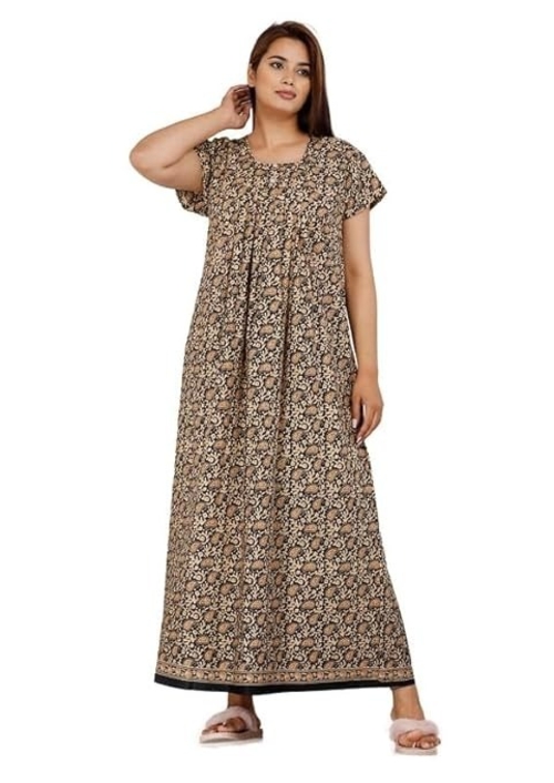 Cotton Ladies Nighty Half Sleeves Fancy Night Nighties Gown Maxi for