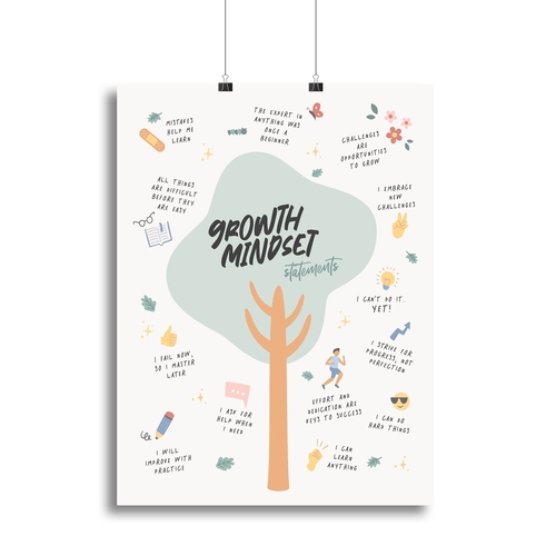 Growth Mindset Affirmations Canvas Print or Poster