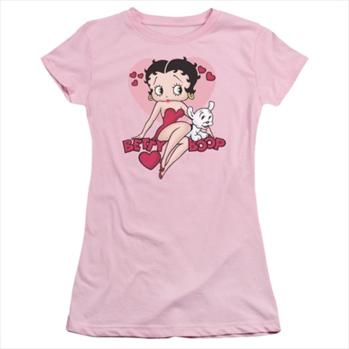 Boop-Sweetheart - Short Sleeve Junior Sheer Tee, Pink - Small