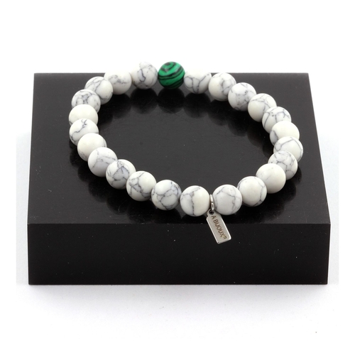 Howlite + Malachite Bracelet 8 mm Beads.