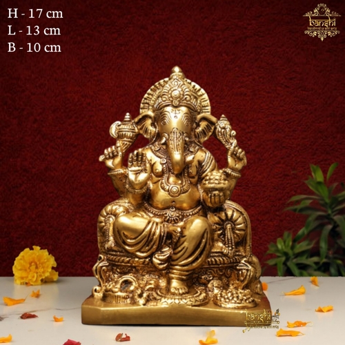 7" BRASS GANESHA STATUE