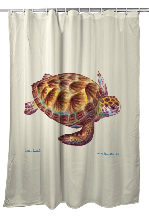 Betsy Drake SH044 70 x 72 in. Green Sea Turtle Shower Curtain