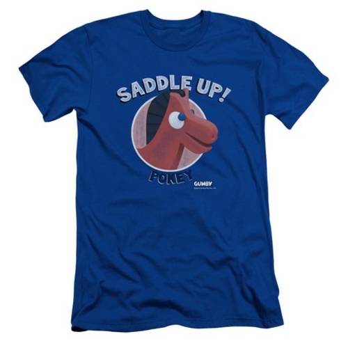 Trevco Gumby-Saddle Up Short Sleeve Adult 30-1 Tee, Royal - Small