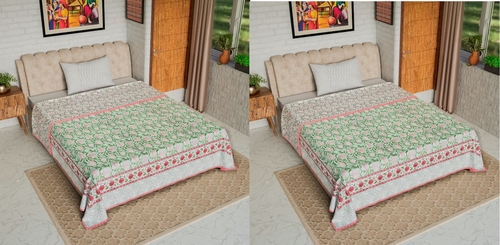 Cotton Blanket - Single Dohar  Red Green Anar PACK OF 2