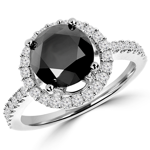 Majesty Diamonds MD180167-3.25 4.3 CTW Round Black Diamond Halo Engage