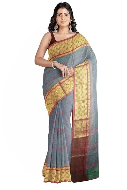 Women'S Tangail Pure Cotton Silk Border Traditional Bengal Handloom