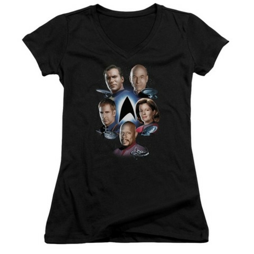 Trevco Star Trek-Starfleets Finest - Junior V-Neck Tee - Black, 2X