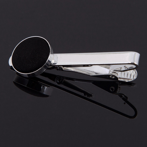 Plain Satin Tie Clip - Black