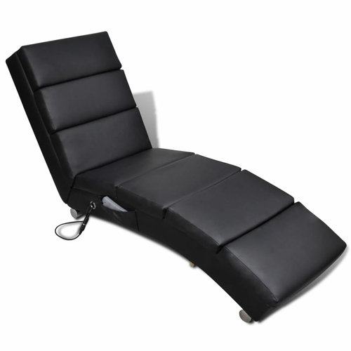 Massage Recliner Black Faux Leather