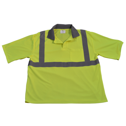 Petra Roc LPSS2-4X Polo Shirt Short Sleeve Ansi Class 2 Lime Micromesh