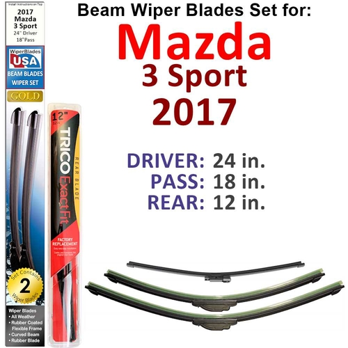 Spocket | Dropship | Beam Wiper Blades for 2017 Mazda 3 Sport (Set