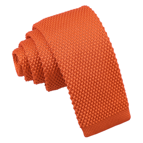 Plain Knitted Tie - Boys - Burnt Orange