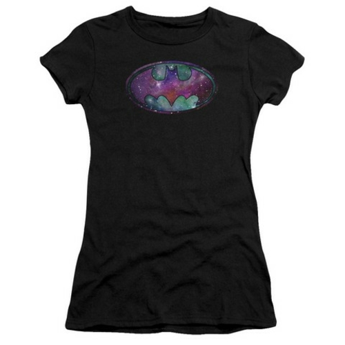 Batman-Galaxies Signal - Short Sleeve Junior Sheer Tee - Black, 2X