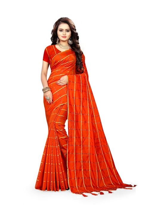 Red Color Sana Checks  Saree