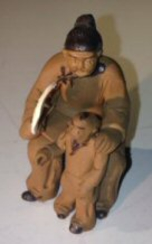 Ceramaic FigurineWoman & Child Sitting On A Bench