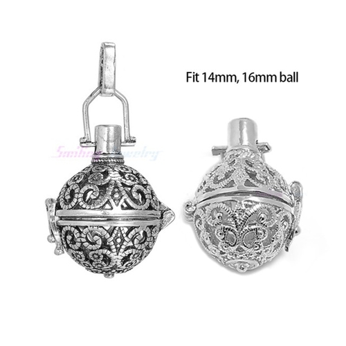 1pc Hollow Cage Filigree Ball Diffuser Necklace