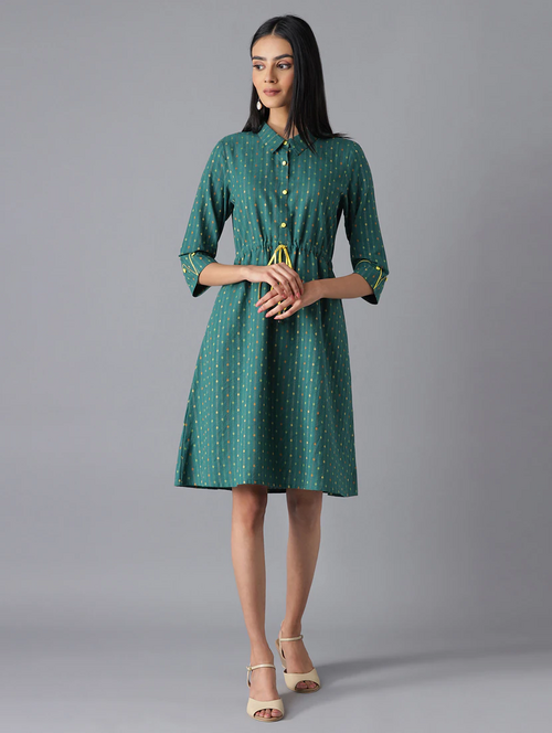 Women'S Shirt Dress (Size-XL) (Color-DARK GREEN)