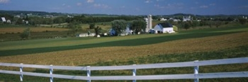 Farmhouse in a field  Amish Farms  Lancaster County  Pennsylvania  USA