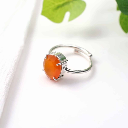 Red Carnelian Diamond Cut Ring