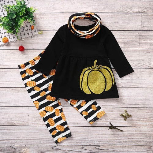 New Toddler Kids Baby Girls Pumpkin Dress Stripe