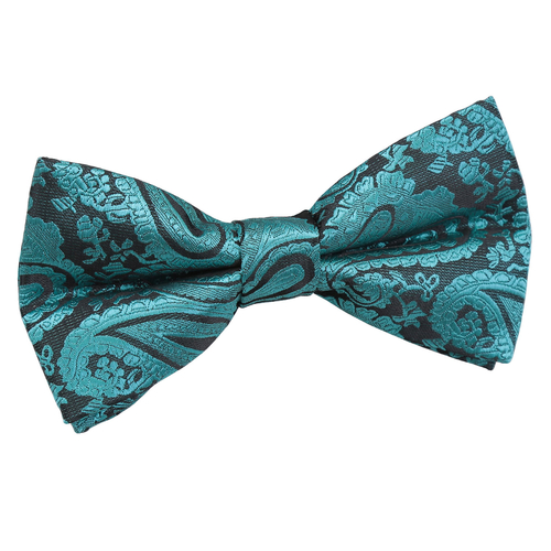 Paisley Pre-Tied Bow Tie - Teal