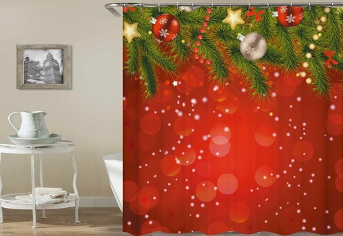 Classic Red With Christmas Ornaments Shower Curtain