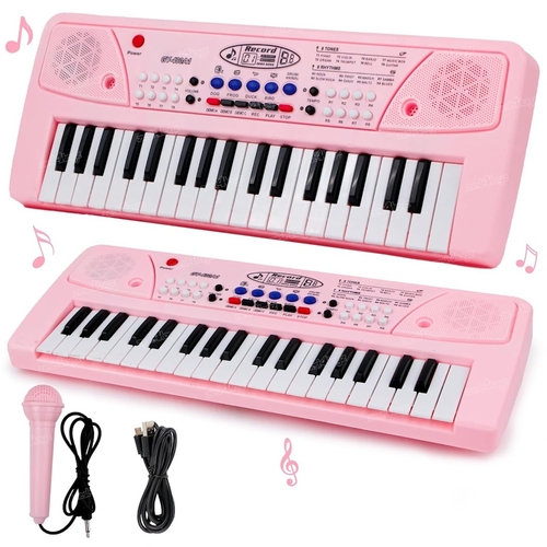 37 Key Piano Keyboard Toy with Power Option, Recording and Mic,
