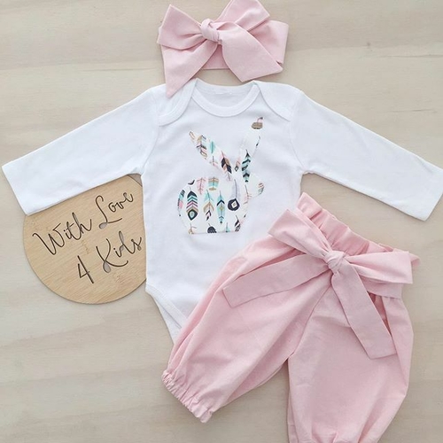 3pcs Cute Newborn Kid Baby Girl Clothes Long