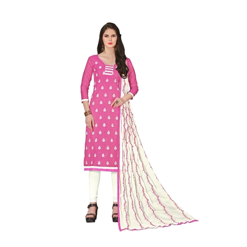 Chanderi Fabric Light Pink Color Dress Material