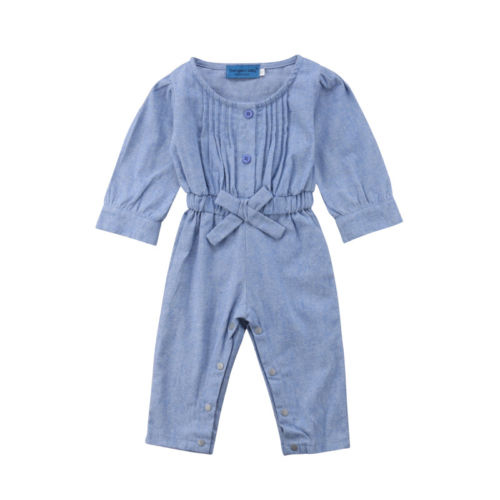 Newborn Kids Baby Girl Denim Romper Jumpsuit