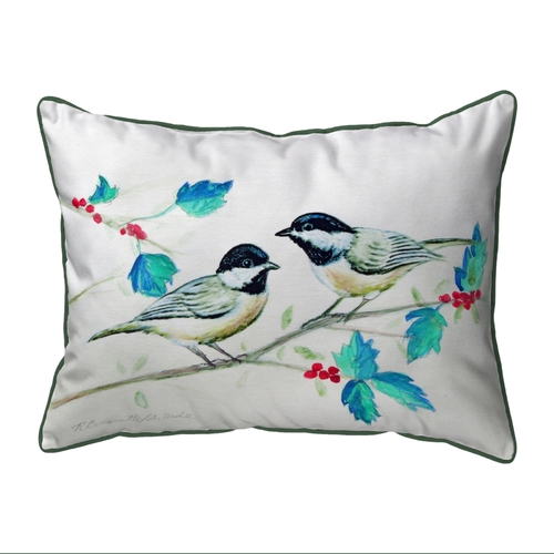 Betsy Drake SN645 11 x 14 in. Christmas Chickadees Small Pillow