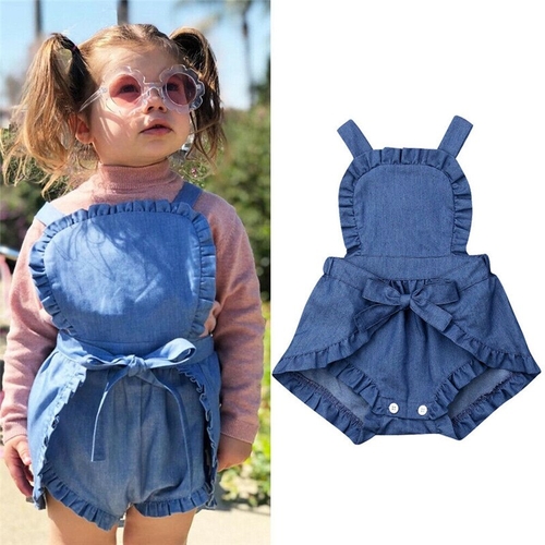 Fashion Newborn Baby Girls Denim Rompers