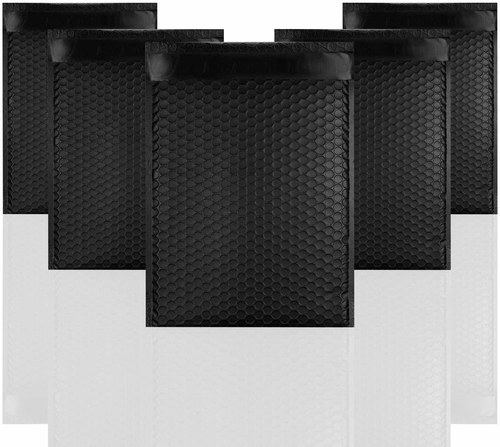 Pack of 10 Matte Black Bubble Mailers 9.5 x 13.5 Metallic Padded