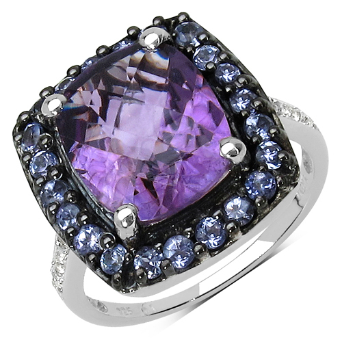4.63 Carat Genuine Amethyst, Tanzanite & White Topaz .925 Sterling