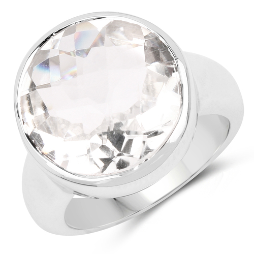 10.25 Carat Genuine Crystal Quartz .925 Sterling Silver Ring