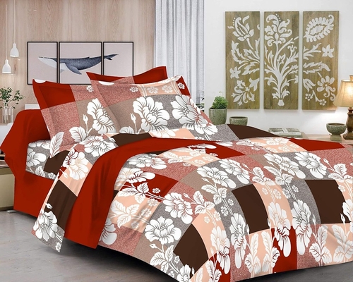 King Size Double Bed Sheet with 2 Pillow Cover (Pack of 3, Multicolor)