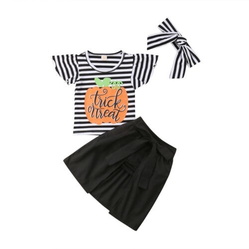 Summer Kids Baby Girls Halloween Striped Flying