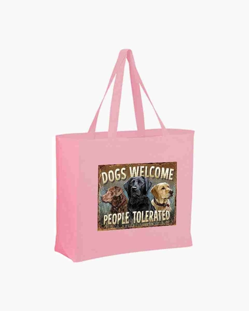 Dogs Welcome Pink Tote Grocery, Beach New   Bag