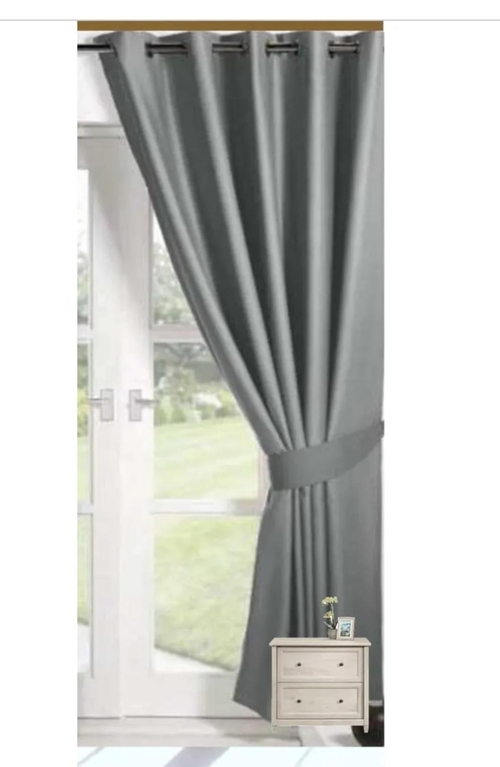 Plain Solid Long Crush Room Darkening Eyelet Door Curtains  Size 7ft.