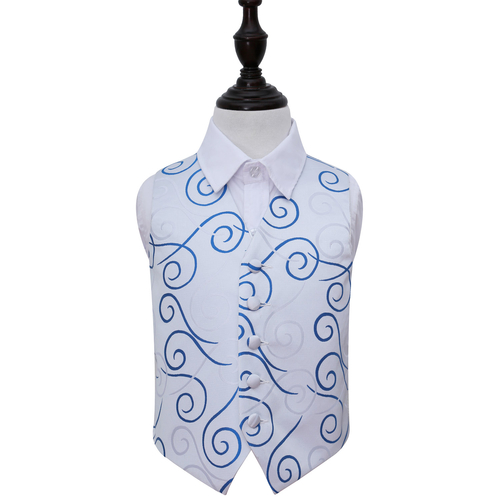 Scroll Waistcoat - Boys - Silver & Royal Blue, 32'