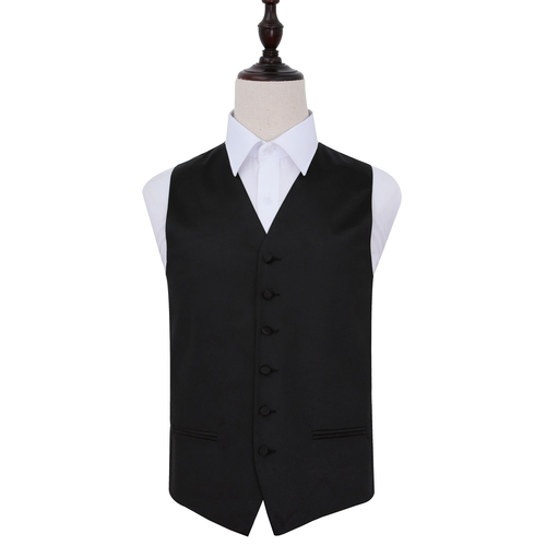 Plain Satin Waistcoat - Black, 42'