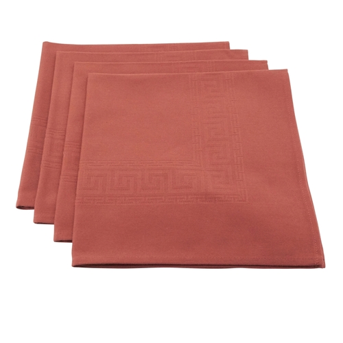 SARO DM002.BX21S 21 in. Square Greek Key Design Damask Napkin - Brick 